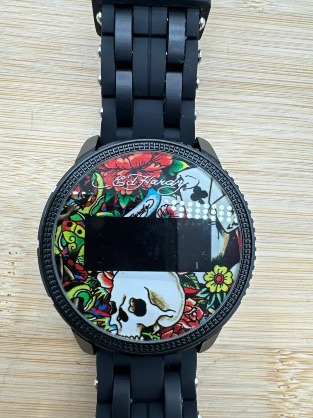 Ed Hardy Ed Hardy Skull Men's Quartz Movement Black Printed Digital Watch